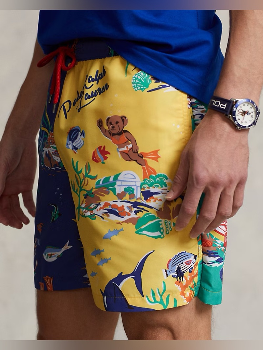 Polo by Ralph Lauren 5.75 inch traveler bear swim trunks shorts swimsuit small